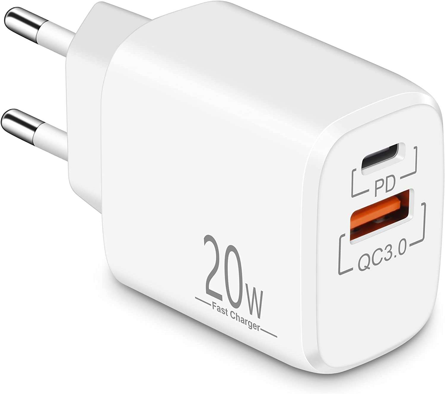 CREAPICO 20W 2-Port USB-C Fast Charger with PD and QC3.0