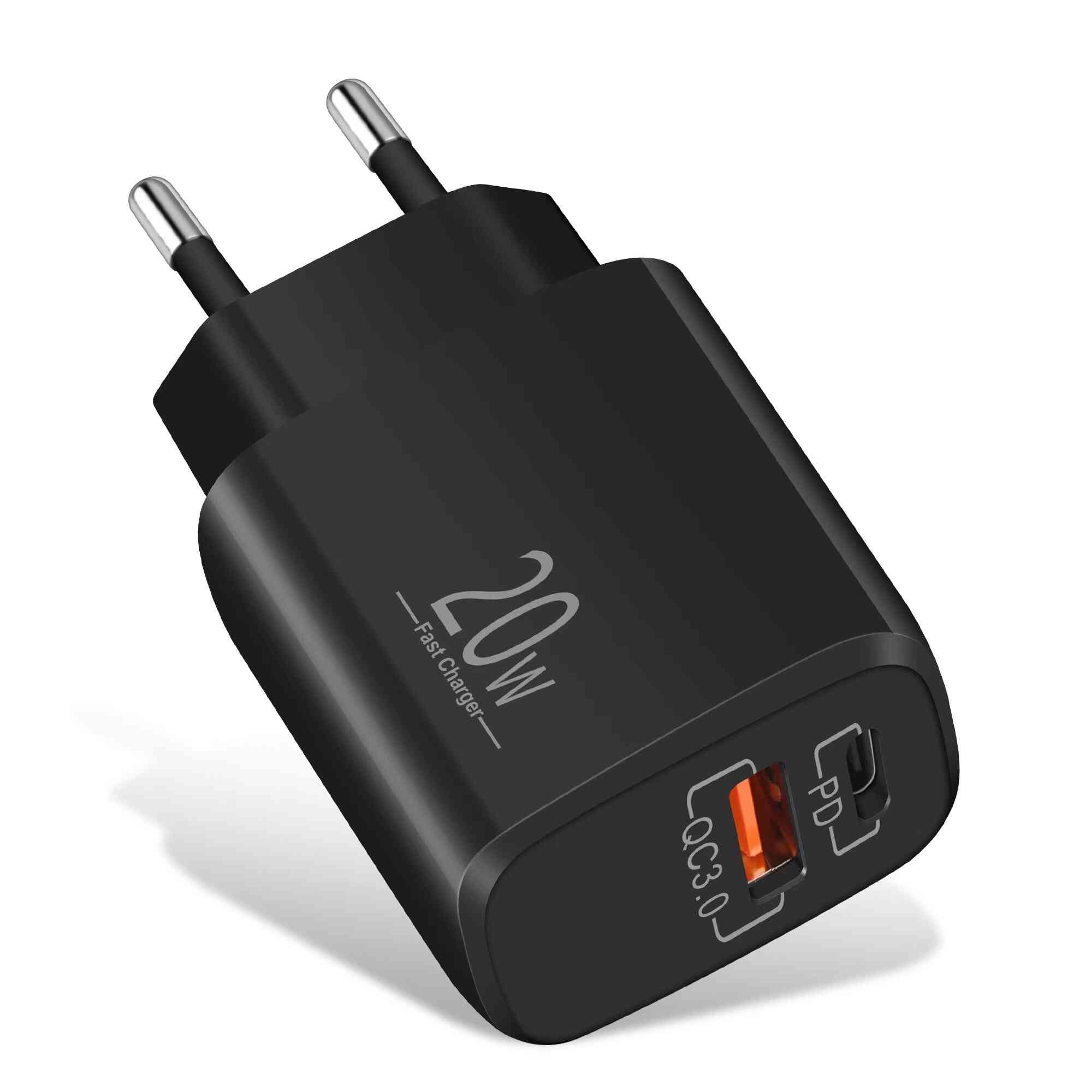 CREAPICO 20W 2-Port USB-C Fast Charger With PD and QC3.0 - Black